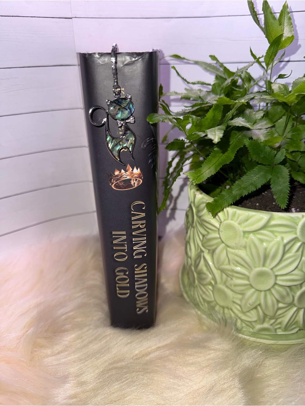 Abalone Cat Pendant Bookmark - Green Blue Accent